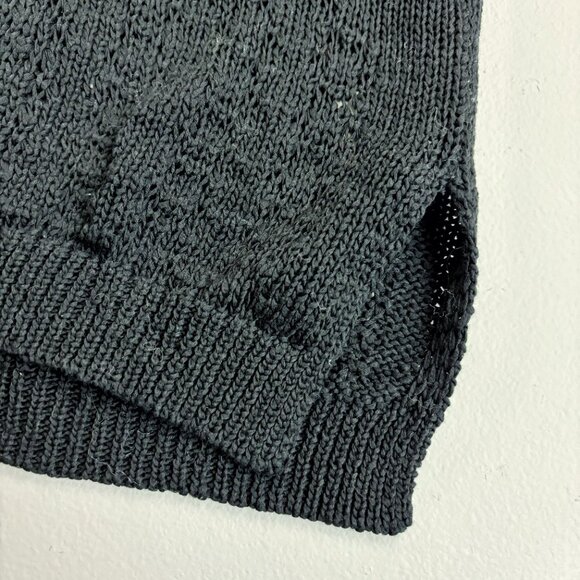 THEORY Open Stitch Knit Cardigan Coat Medium Heavy Cotton Drape Black - Picture 5 of 8